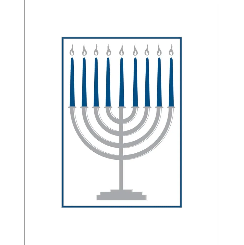 Menorah Foil Embossed Large Boxed Christmas Cards - includes 10 Cards & Envelopes