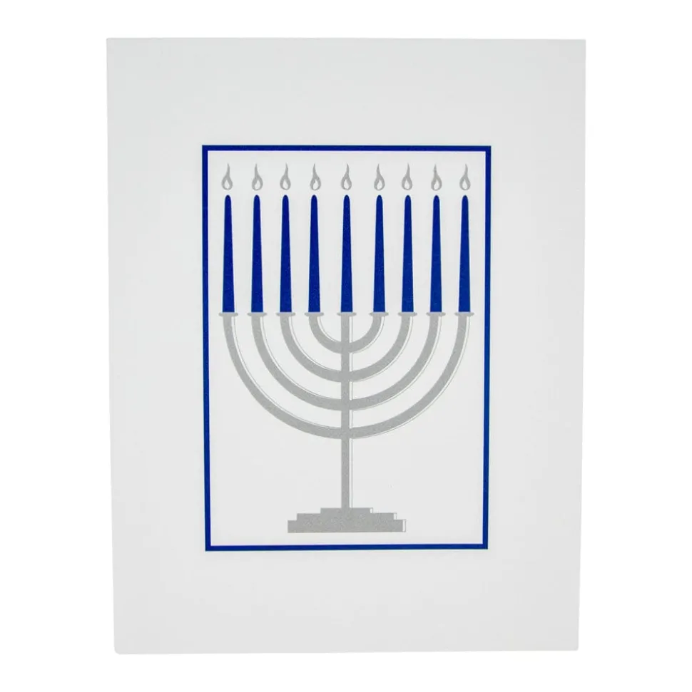 Menorah Foil Embossed Large Boxed Christmas Cards - includes 10 Cards & Envelopes