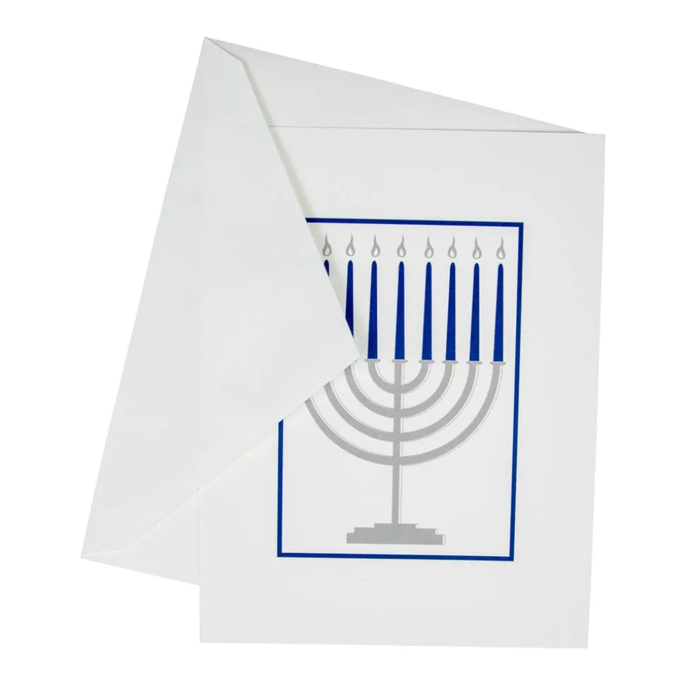 Menorah Foil Embossed Large Boxed Christmas Cards - includes 10 Cards & Envelopes