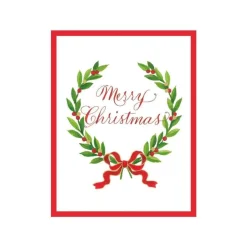 Merry Christmas Laurel Wreath Gift Enclosure Cards in Gold Foil - 4 Mini Cards & 4 Envelopes