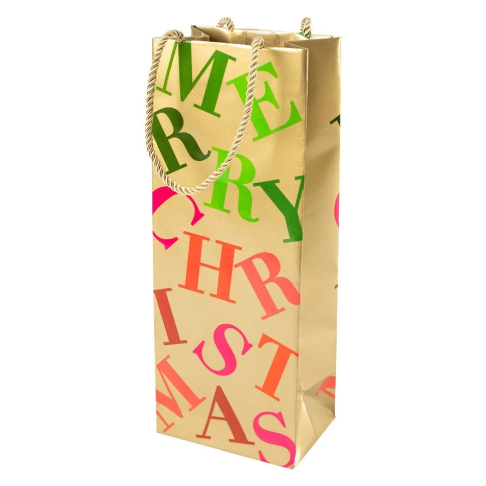 Merry Christmas Toss Wine & Bottle Gift Bag - 1 Each