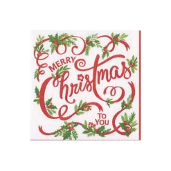Merry Christmas to You Boxed Paper Cocktail Napkins - 40 Per Box