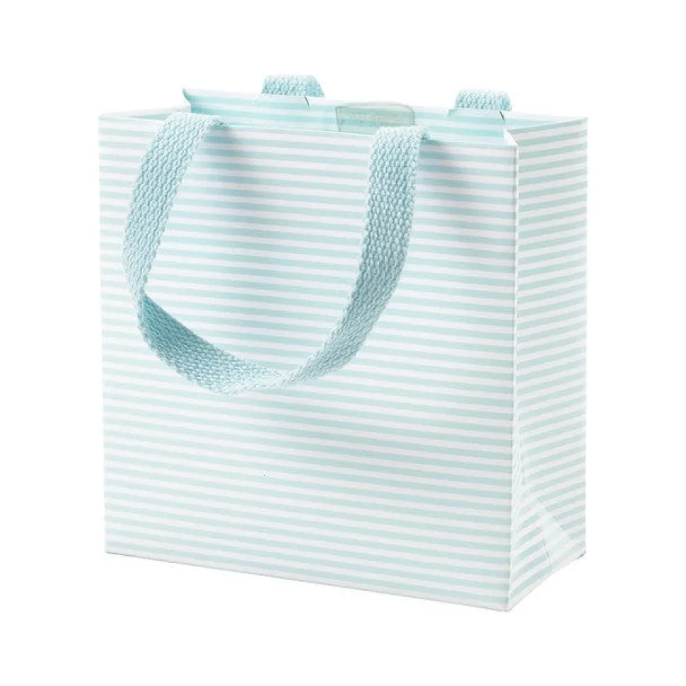 Mini Stripe Medium Gift Bag in Robin's Egg - 1 Each