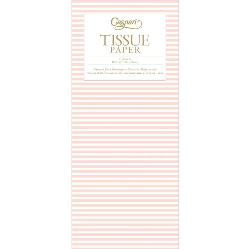 Mini Stripe Tissue Paper in Blush - 4 Sheets Included