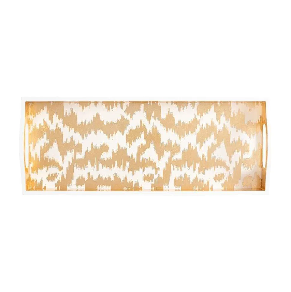 Modern Moiré Lacquer Bar Tray in Gold - 1 Each