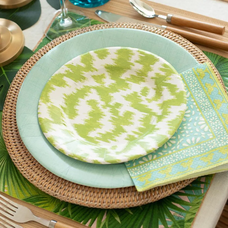 Modern Moiré Paper Salad & Dessert Plates in Green - 8 Per Package