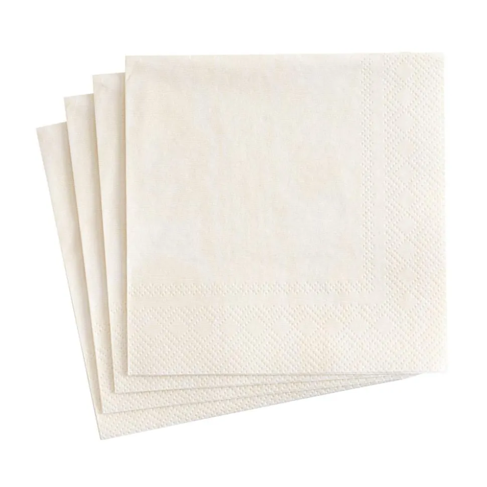 Moiré Paper Cocktail Napkins in Ivory - 20 Per Package