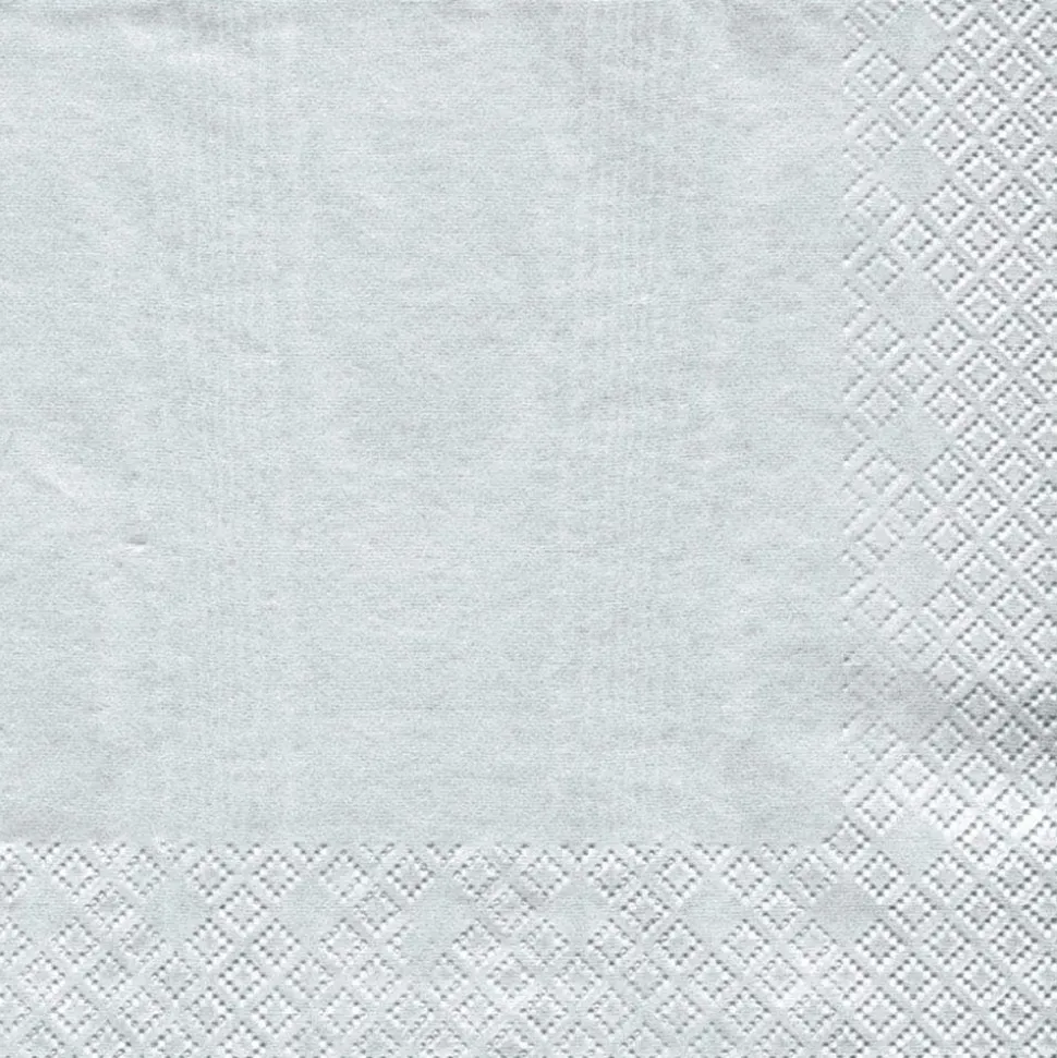 Moiré Paper Dinner Napkins in Platinum - 20 Per Package