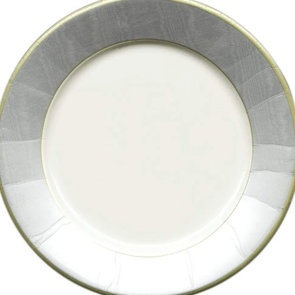 Moiré Paper Dinner Plates in Silver - 8 Per Package