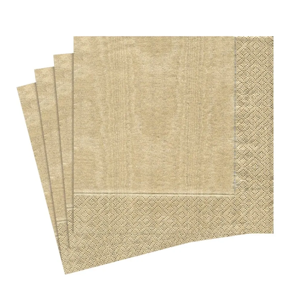 Moiré Paper Luncheon Napkins in Gold - 20 Per Package
