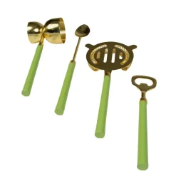 Moss Green & Shiny Brass Bar Tool Sets
