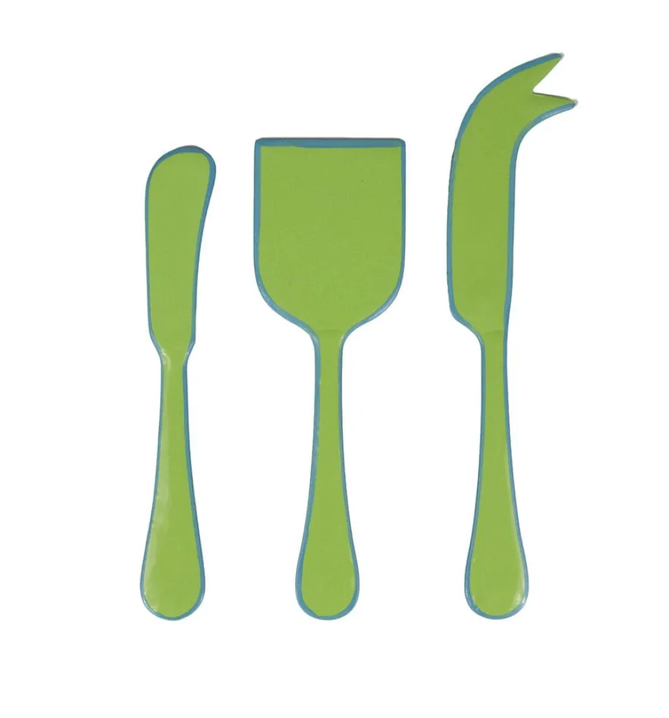 Moss Green & Turquoise Cheese Tool Set