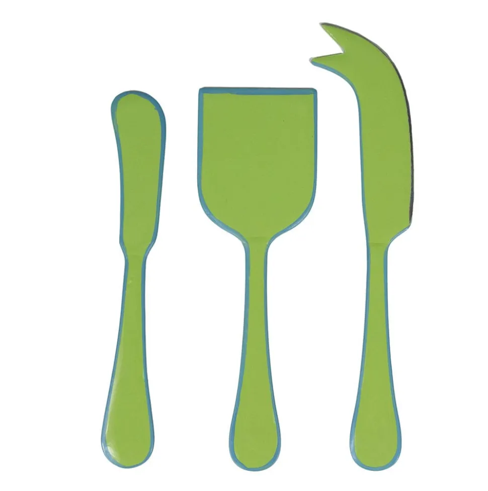 Moss Green & Turquoise Cheese Tool Set