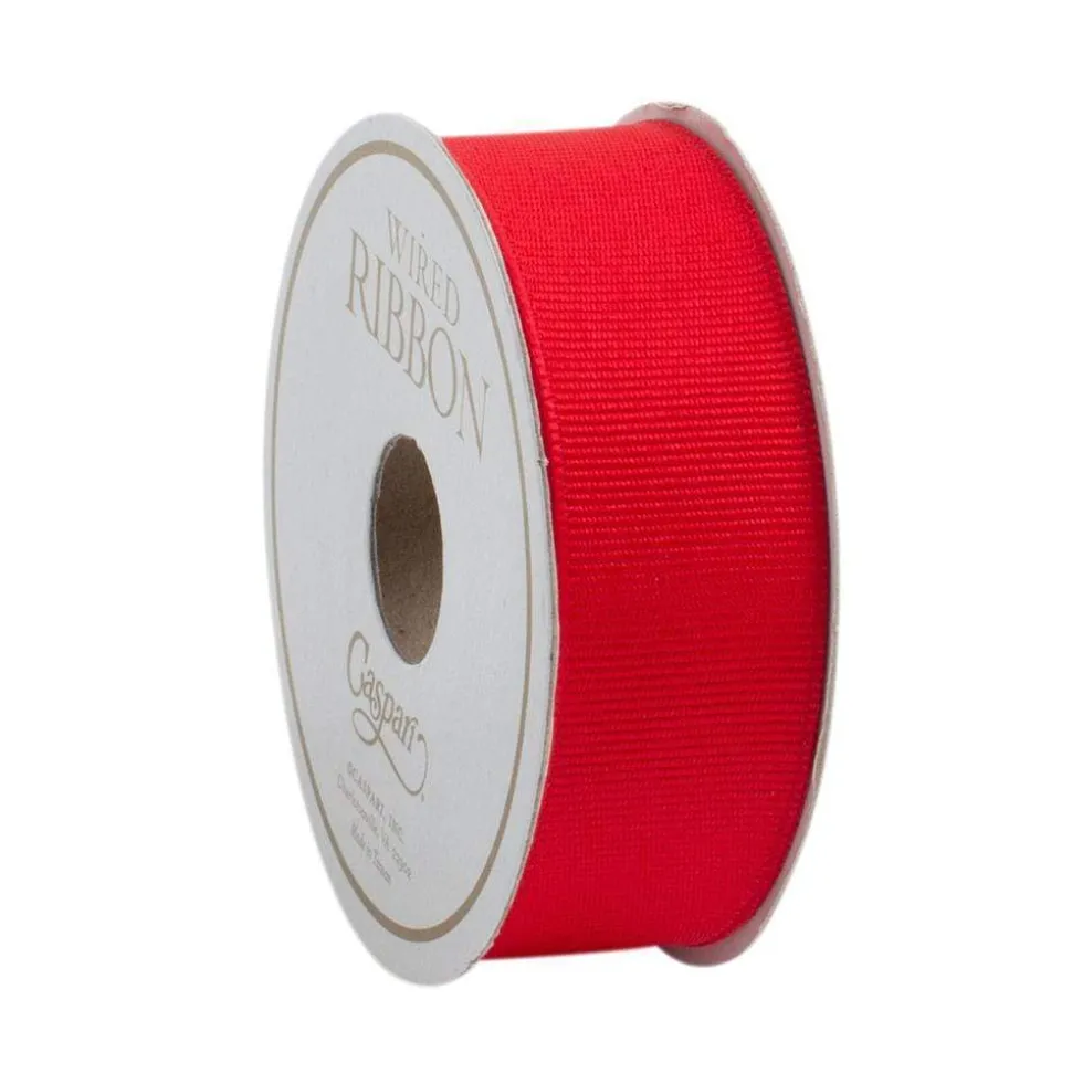 Narrow Red Grosgrain Wired Ribbon - 8 Yard Spool