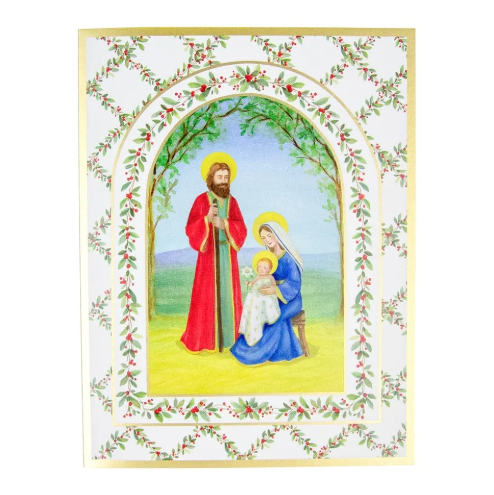 Nativity With Decorated Arch Personalized Christmas Cards
