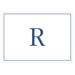 Navy Embossed Single Initial Boxed Note Cards - 8 Note Cards & 8 Envelopes