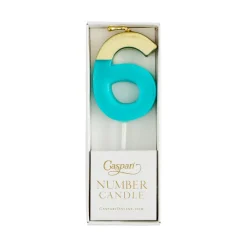 Number Candle 6 - Turquoise