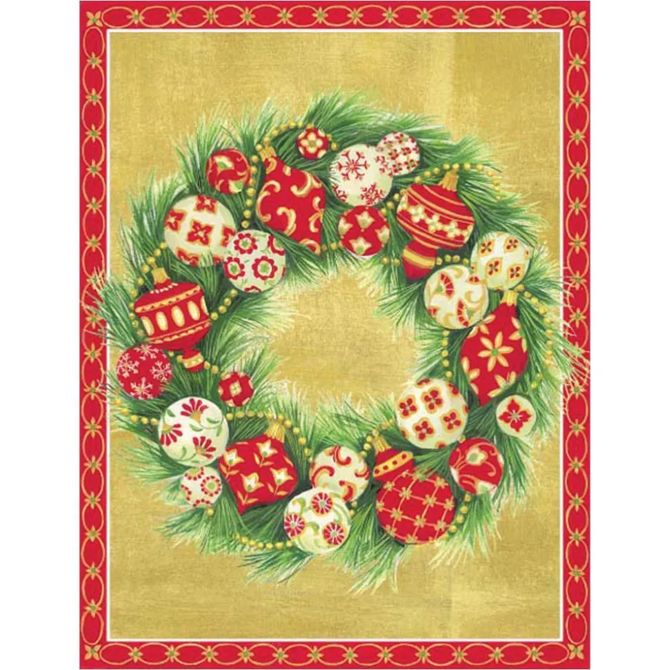 Ornament Wreath Classic Boxed Christmas Cards - includes 15 cards & envelopes