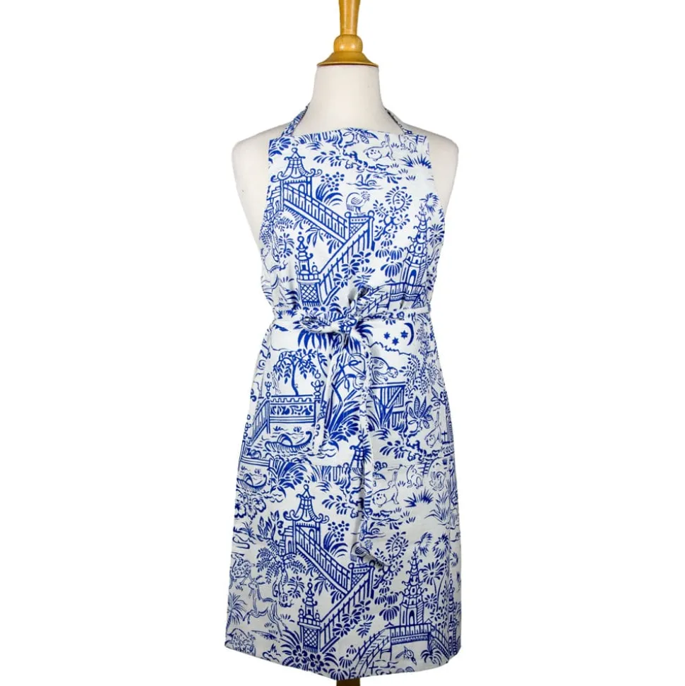 Pagoda Toile Blue & White Aprons - 1 Apron