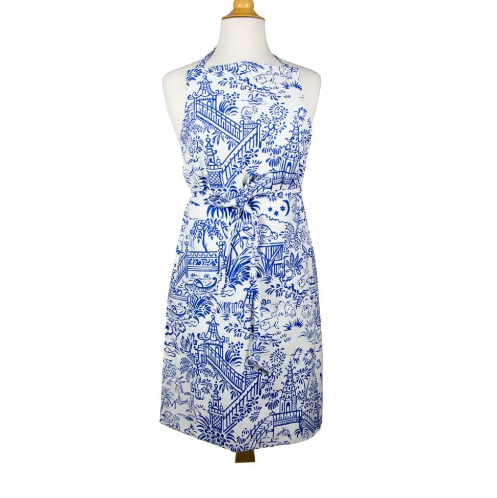 Pagoda Toile Blue & White Aprons - 1 Apron