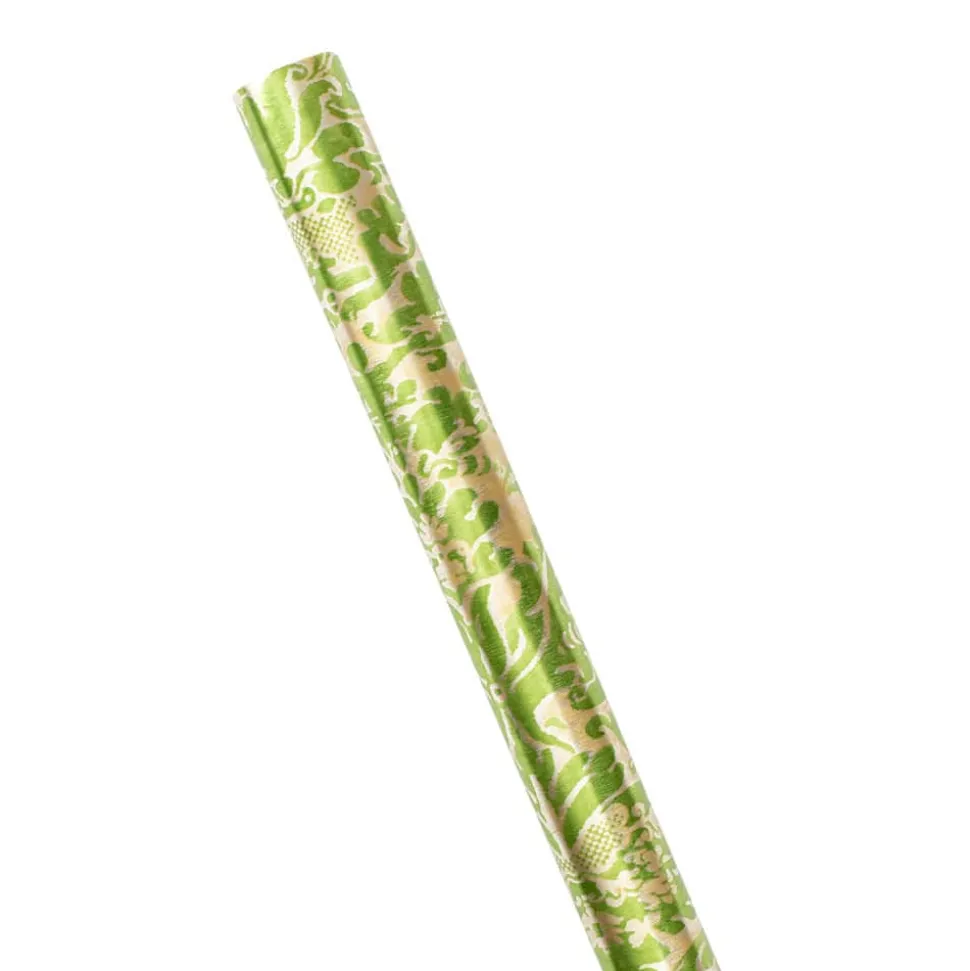 Palazzo Foil Metallic Gift Wrapping Paper in Green & Gold - 30" x 6' Roll