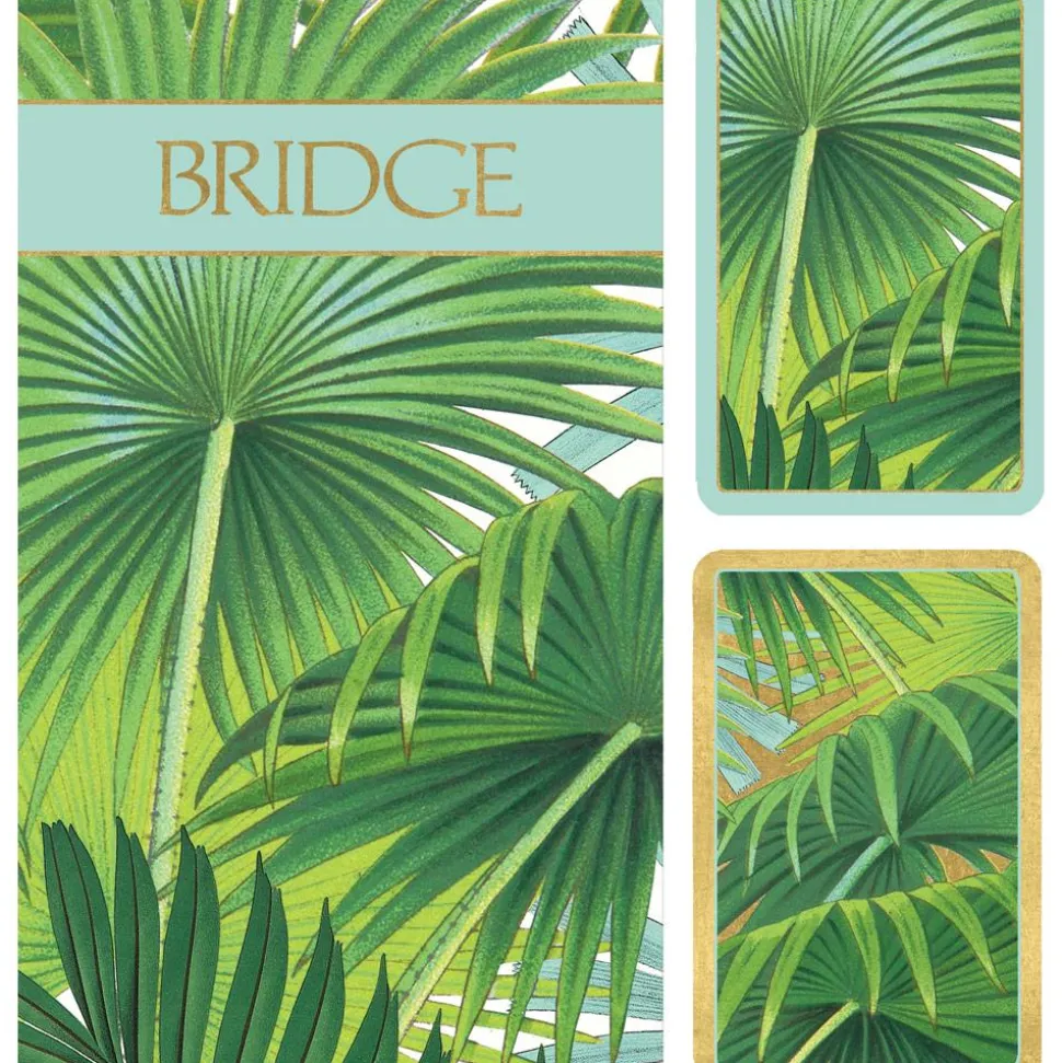 Palm Fronds Bridge Gift Set - 2 Playing Card Decks & 2 Score Pads