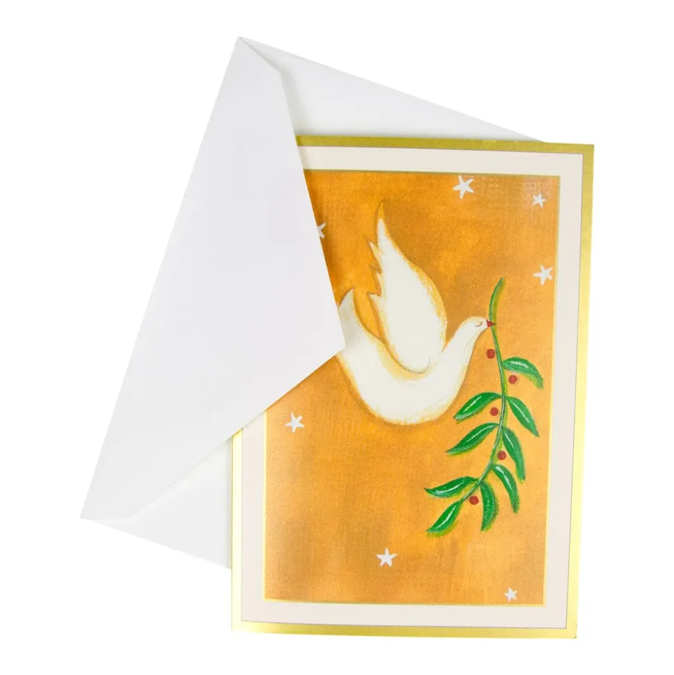 Peace Dove With Holly Branch B-Size Boxed Christmas Cards - 15 Cards And Envelopes