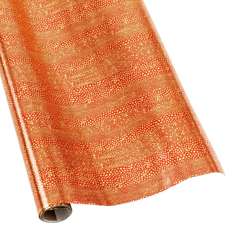 Pebble Foil Metallic Gift Wrapping Paper in Red & Gold - 30" x 6' Roll