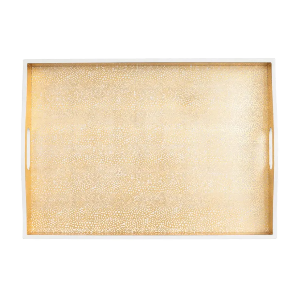 Pebble Lacquer Large Rectangle Tray in Gold - 1 Each