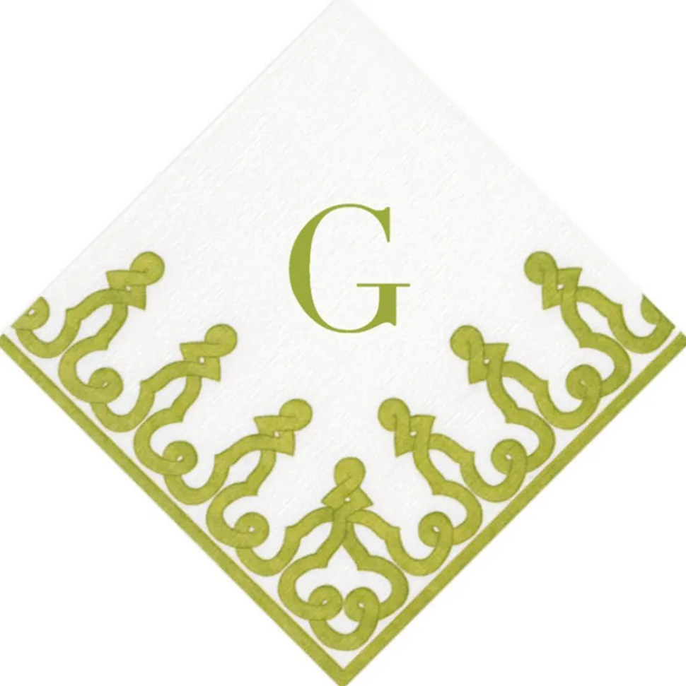 Personalized Single Initial Passementerie Cocktail Napkins