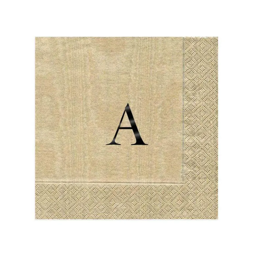Personalized Single Initial Moiré Cocktail Napkins