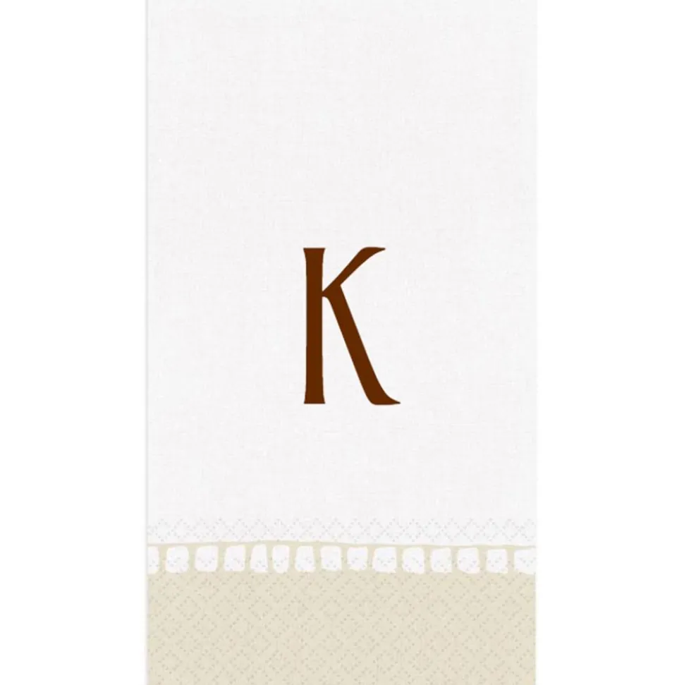 Personalized Single Initial Linen Border Guest Towel Napkins