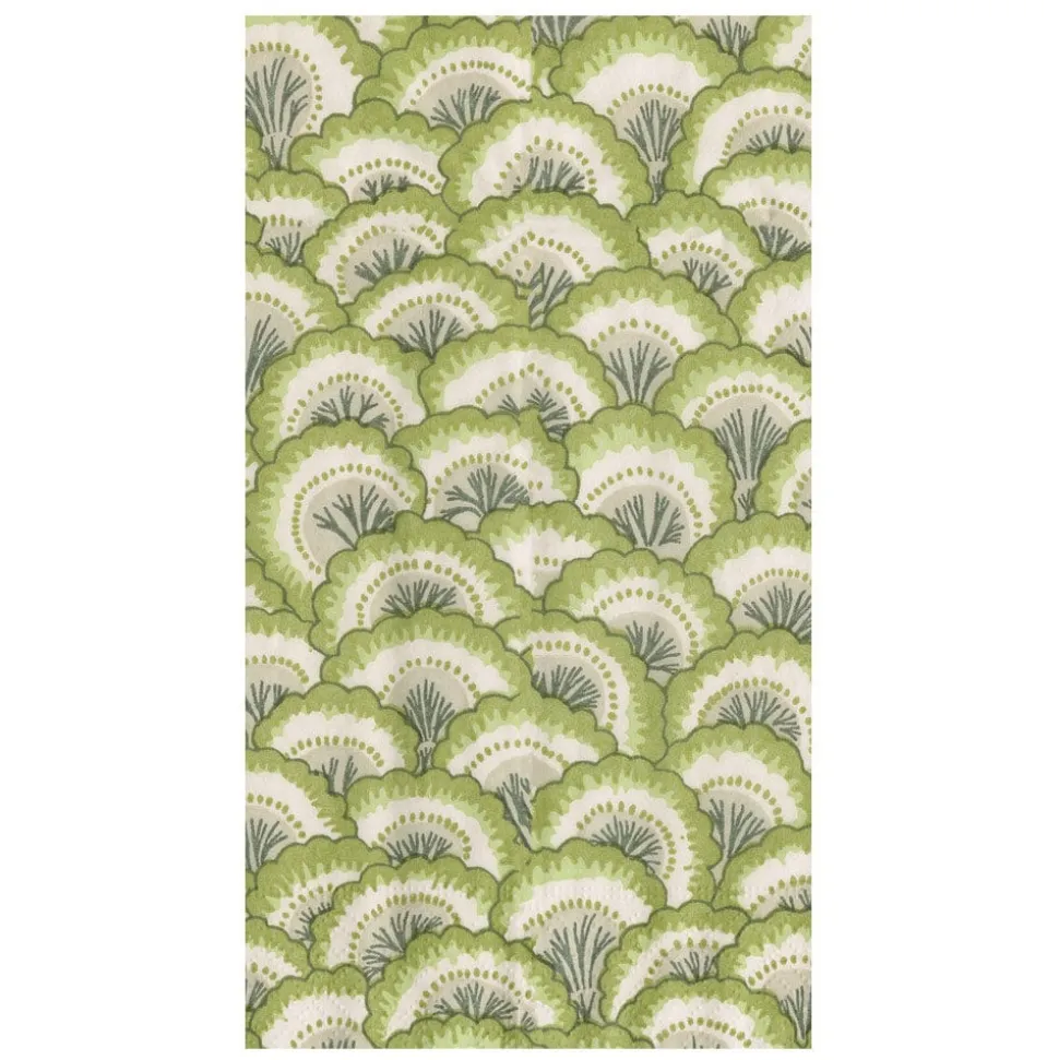 Pontchartrain Scallop Green Guest Towel Napkins - 15 Per Package