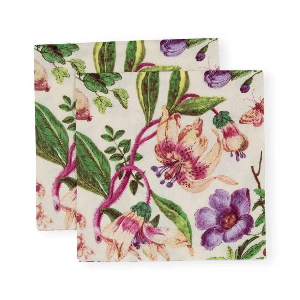 Porcelain Blooms Ivory Cocktail Napkins - 20 Per Package
