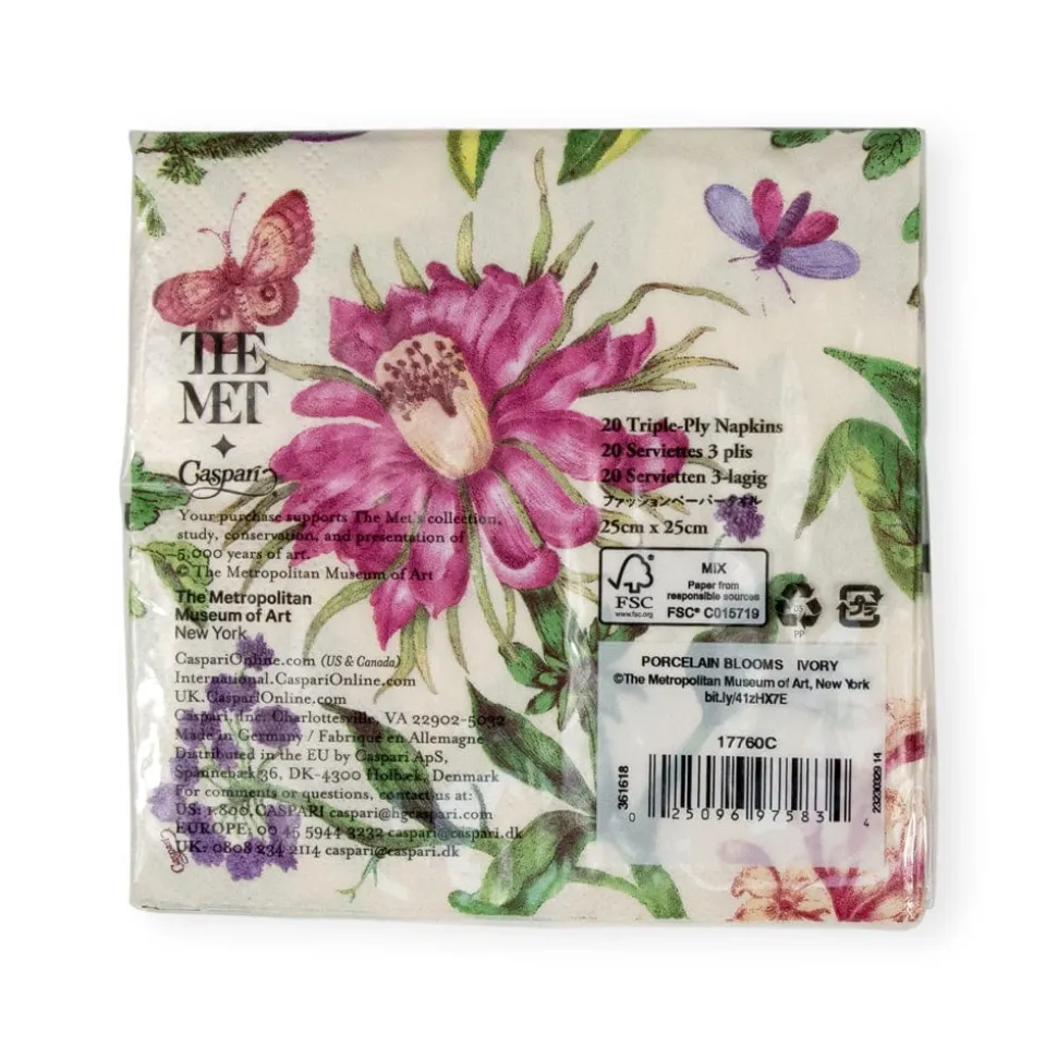 Porcelain Blooms Ivory Cocktail Napkins - 20 Per Package