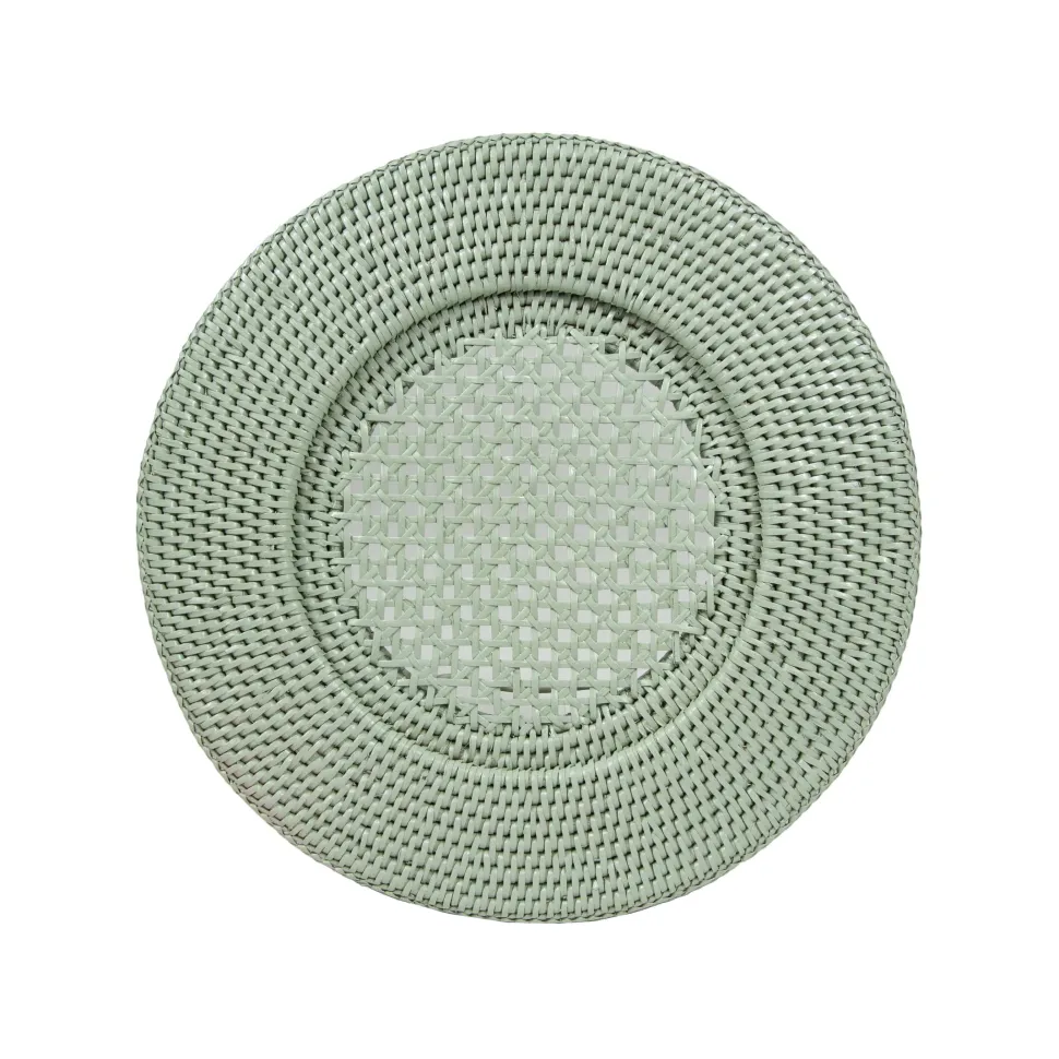 Rattan Round Charger Plate in Green - 1 Charger Plate