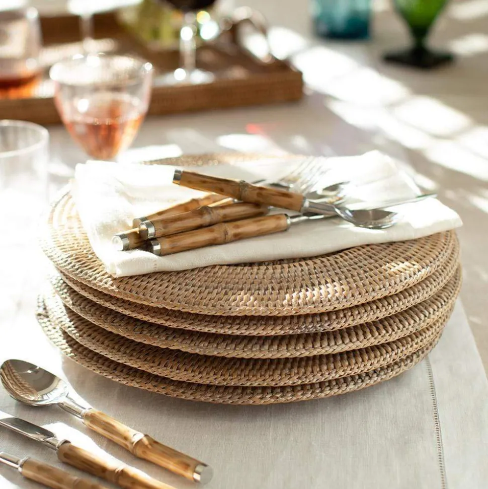 Rattan Round Plate Charger in White Natural - 1 Each