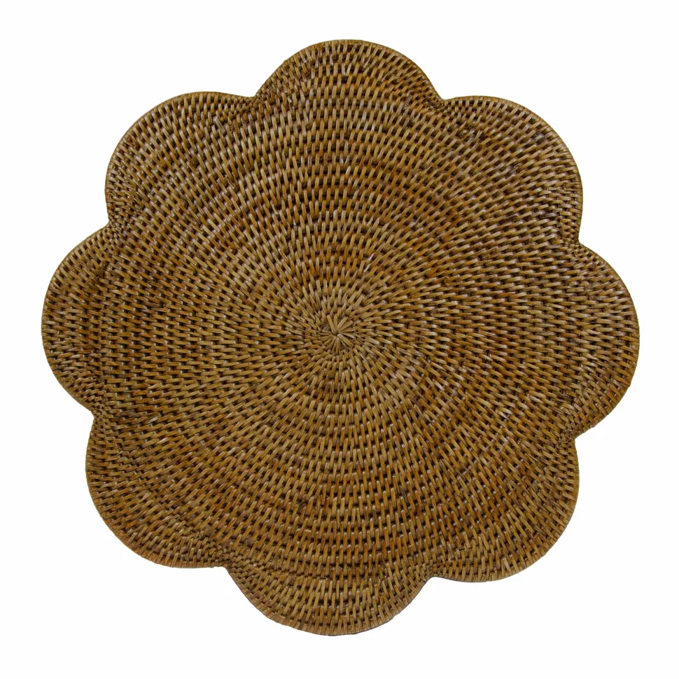 Rattan Scalloped Round Placemat in Natural - 1 Placemat