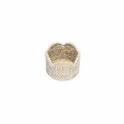 Rattan Scalloped Wine Coaster in Cream - 1 Coaster