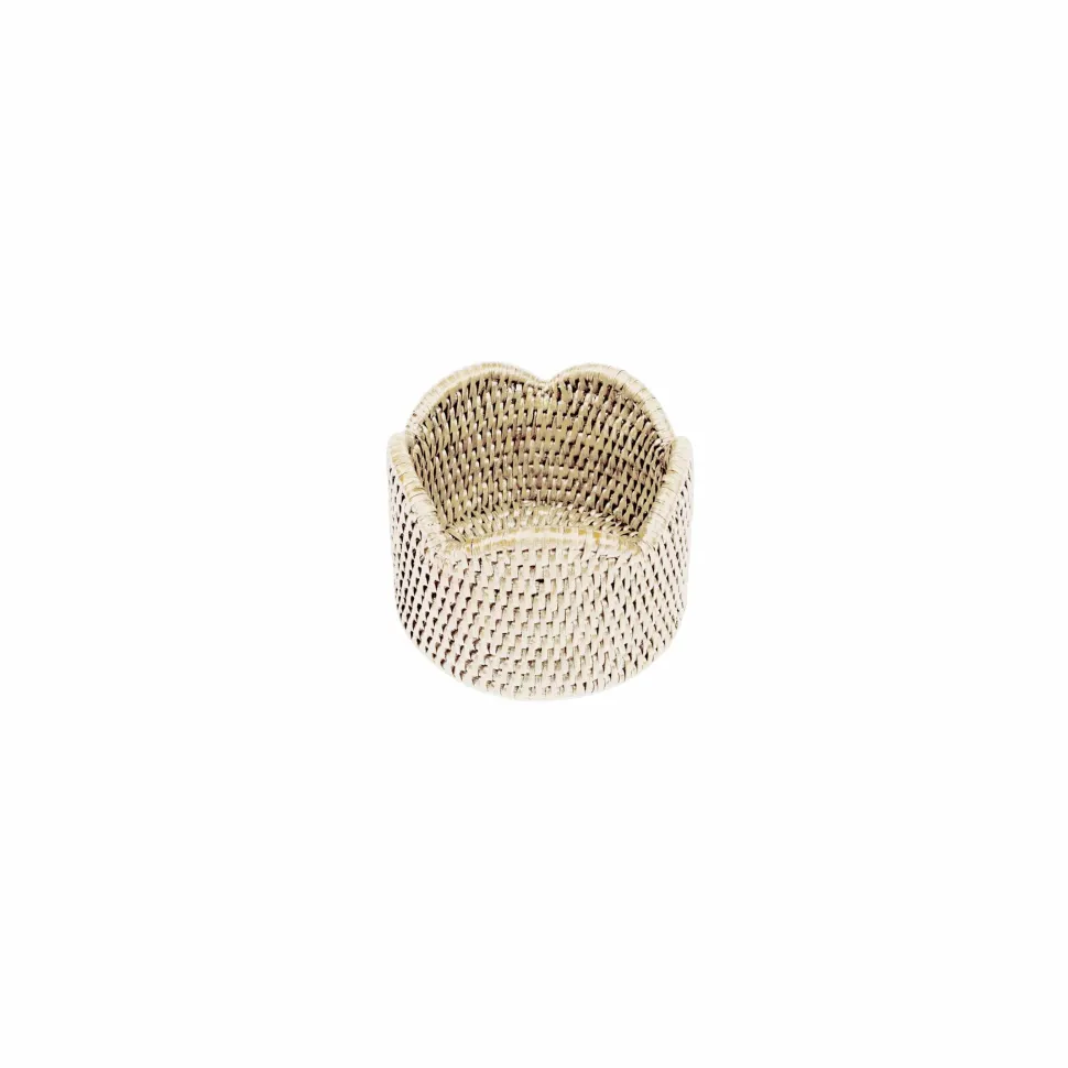 Rattan Scalloped Wine Coaster in Cream - 1 Coaster