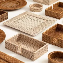 Rattan Square Plate Charger in White Natural - 1 Each