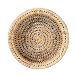 Rattan Wine Bottle Coaster in White Natural - 1 Each
