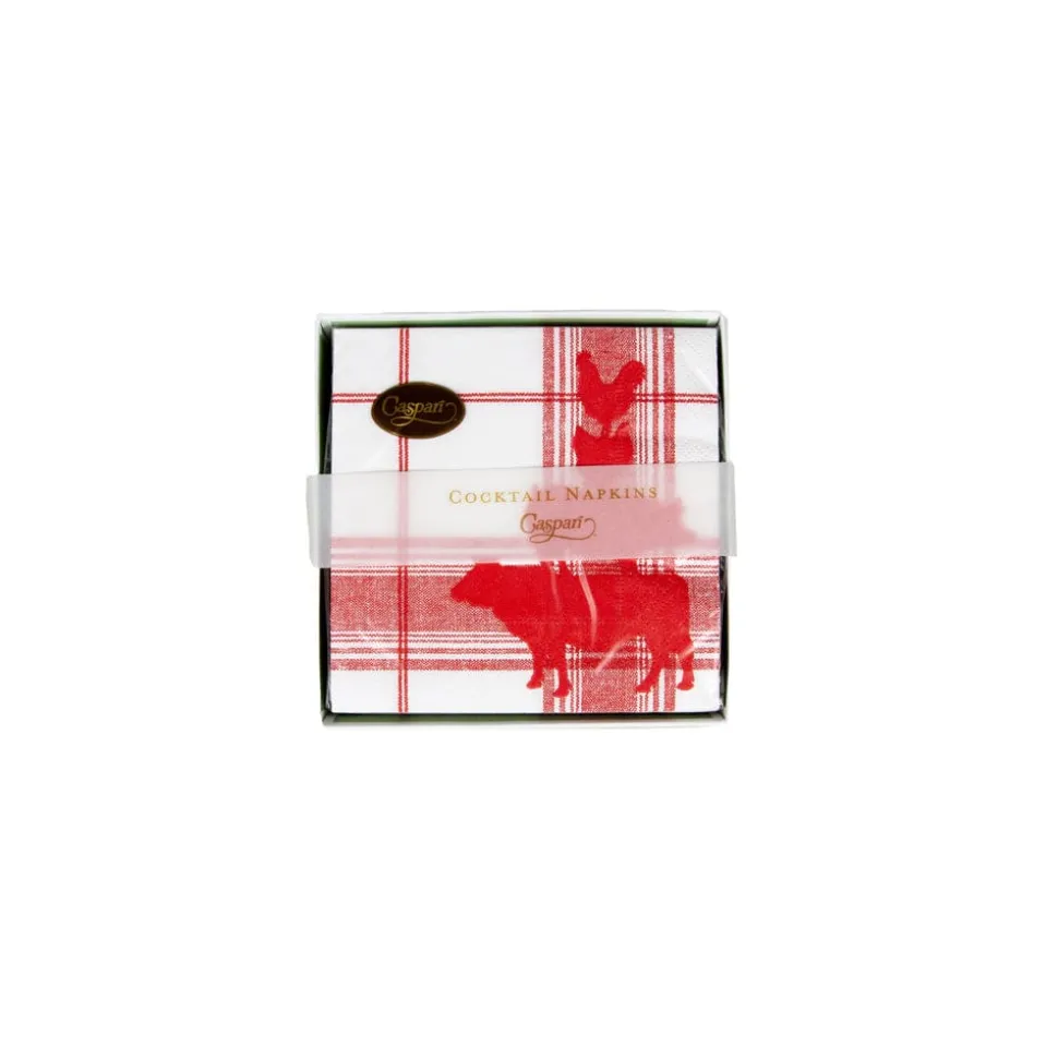 Red Barn Boxed Cocktail Napkins - 40 Per Box