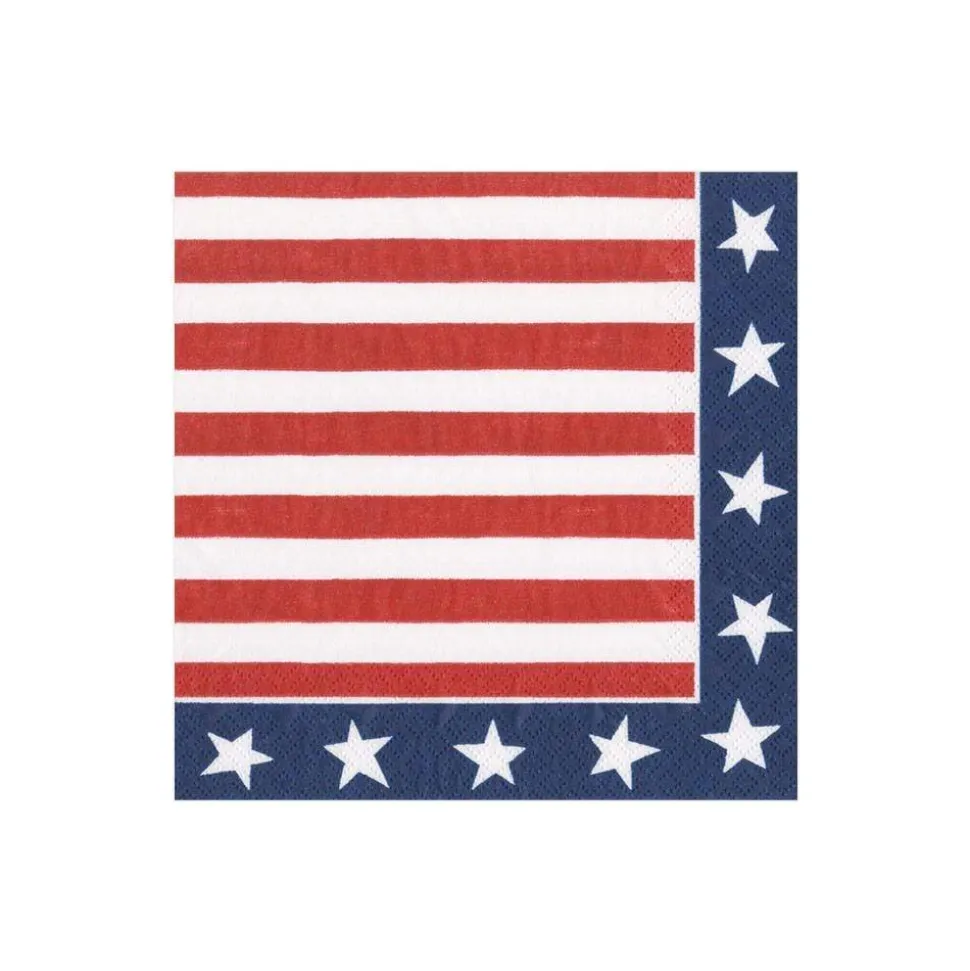 Red, White & Blue Paper Cocktail Napkins - 20 Per Package