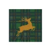 Reindeer Tartan Green Cocktail Napkins - includes 20 Cocktail Napkins