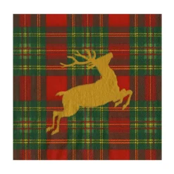 Reindeer Tartan Red Luncheon Napkins - includes 20 Luncheon Napkins
