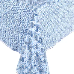 Reversible Kantha Table Cover in Blue & White Pagoda Toile - 1 Each