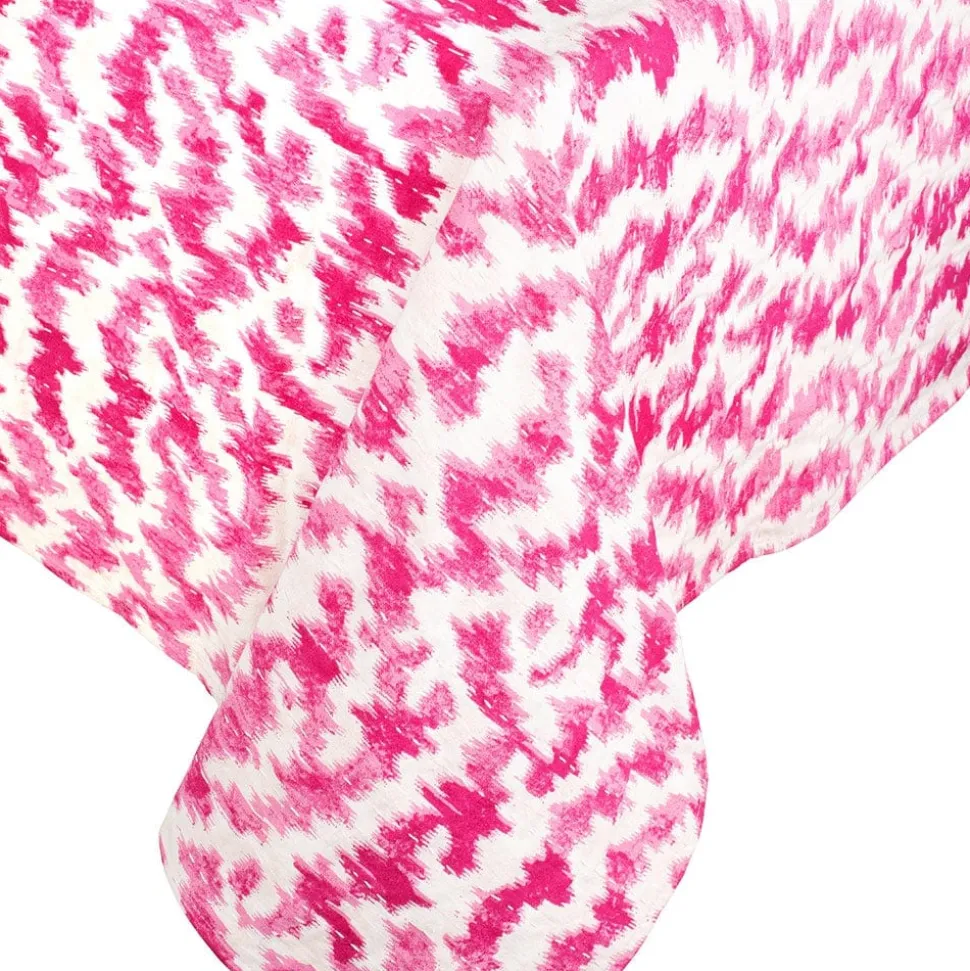 Reversible Kantha Table Cover in Orange & Fuchsia Modern Moiré - 1 Each