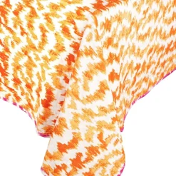 Reversible Kantha Table Cover in Orange & Fuchsia Modern Moiré - 1 Each