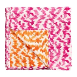 Reversible Kantha Table Cover in Orange & Fuchsia Modern Moiré - 1 Each